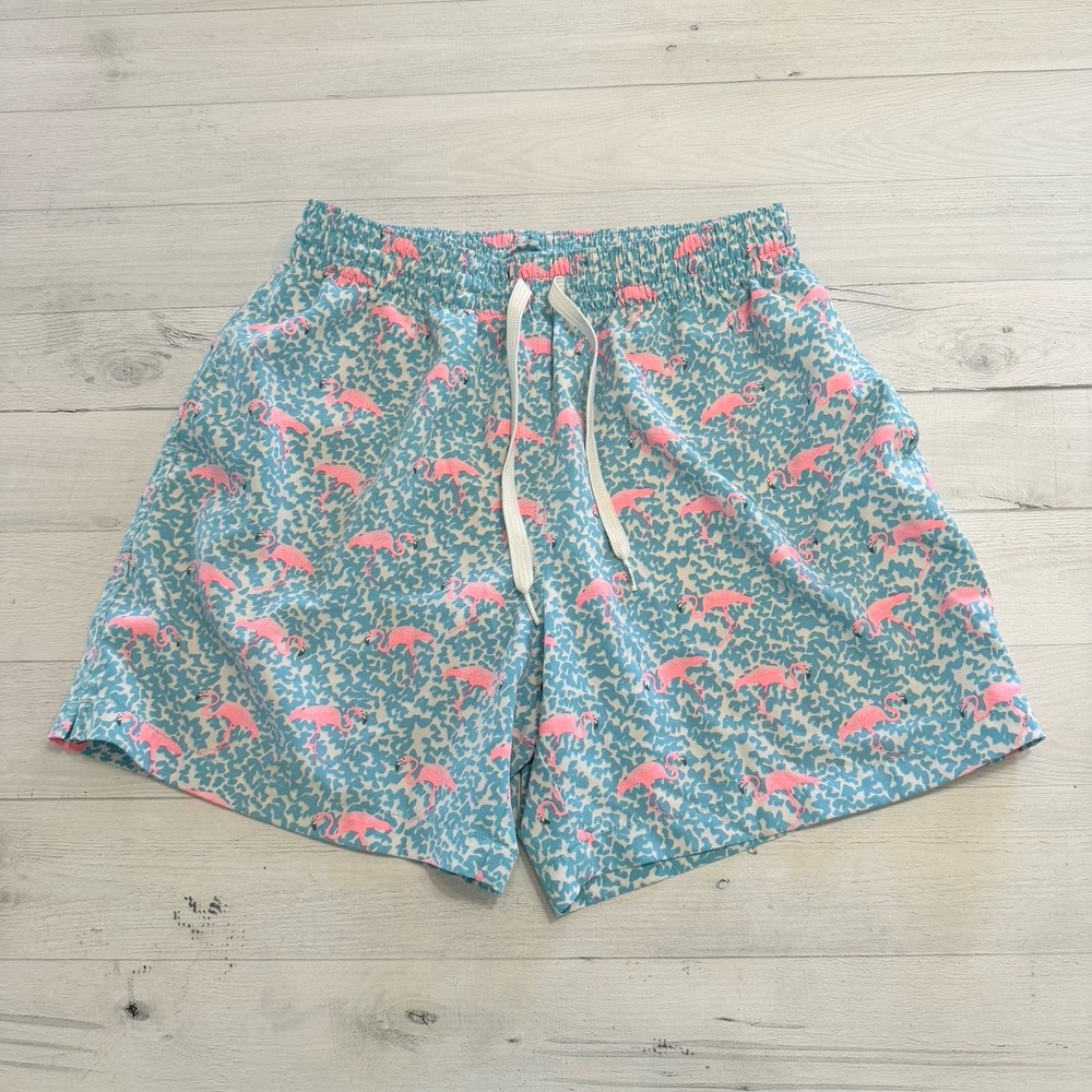 Chubbies men's blue pink flamingo swim trunks swim shorts men's small